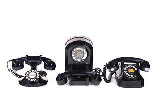 3 Antique Bakelite Telephones