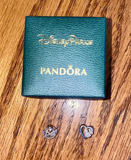 2 Pandora 14K Gold Diamond & Disney Charms