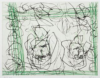 Baselitz, Georg o.T. (Komposition). 1994. Farbradierung auf chamoisfarbenem Bütten. 34,6 x 44,5 cm (55,5 x 78 cm). Signiert, datiert und nummeriert. -