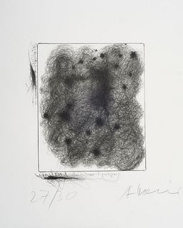 Rainer, Arnulf Für HC. Artmann. 1987. Lithographie auf BFK Rives. 35 x 28 cm (60 x 50,5 cm). Signiert, nummeriert und im Stein unleserlich beschrieben
