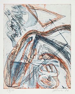 Stöhrer, Walter Aus Der Kopf des Vitus Bering. 1976. Farbradierung auf Bütten. 49,4 x 39,7 cm (76,5 x 54,1 cm). Signiert, datiert und nummeriert.