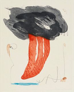 Oldenburg, Claes Study of tongue cloud. (1976). Farbaquatintaradierung auf Bütten. 25x 20 cm (64 x 51 cm). Signiert und nummeriert. - Im weißen Rand t