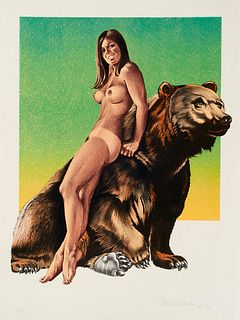 Ramos, Mel Browned bear. 1970. Farblithographie auf Arches Velin. 62,5 x 51 cm (75,7 x 57 cm). Signiert, datiert und nummeriert. - Wohlerhalten.