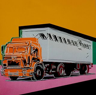 Warhol - nach, Andy Komplettes Set von 4 Ankündigungskarten des Portfolios Trucks. 1985. Mit dem Original-Umschlag mit typographischer Bezeichnung in 