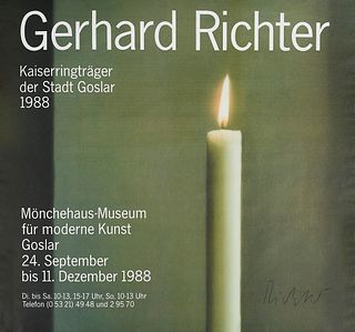 Richter, Gerhard Kerze I. Plakat zur Ausstellung im Mönchehaus-Museum Goslar, 1988. Farboffset auf Papier. 89,5 x 84,5 cm. In schwarzer Kreide handsig