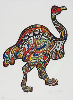 Saint-Phalle, Niki de Ostrich. 1995. Farblithographie auf Papier. 56 x 44 cm (66 x 49 cm). Signiert und nummeriert. Punktuell auf schwarzer Unterlage 