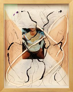Fürnkäs, Isabella The Refuge. 2021. Mischtechnik (Zeichnung auf Glas, Collage und Fotografie unter Zeichnung). 33,5 x 24,8 cm (36,6 x 28 cm.) Im Holzr