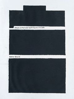 Holzer, Jenny Water board 0000090 (P7). 2012. Schablonen-Reservage-Technik auf schwarzem kräftigem handgeschöpftem Büttenkarton. 76 x 49,5 cm (89 x 69