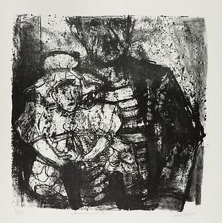 Dix, Otto Seemann mit Kind. 1961. Lithographie auf chamoisfarbenem Bütten. 51,5 x 52 cm (76 x 64 cm). Signiert, datiert, betitelt und nummeriert. - Im