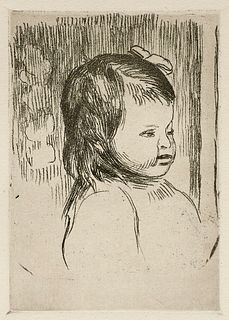 Renoir, Auguste Buste d'enfant. Um 1908. Vernis mou auf chamoisfarbenem Velin. 13,5 x 9,5 cm (22,5 x 16 cm). Unter Passepartout. - Wohl erhalten.