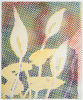 Polke, Sigmar Calla. 1996. Farboffset auf glattem Offsetpapier. 38,5 x 31,5 cm (59,4 x 42 cm). Mit typographischer Schrift im weißen Rand. - Schöner D