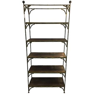 Rustic Metal Bamboo Etagere by Maison Jansen