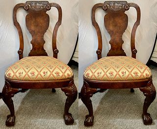 Pair of Chippendale Ball & Claw Upholstered Chair