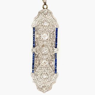 Art Deco Diamond and Sapphire Pendant Circa 1920