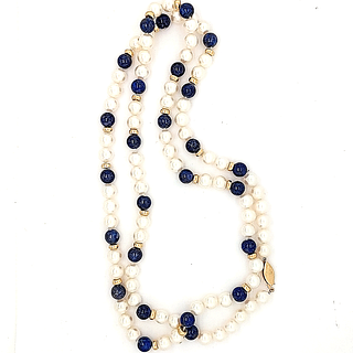 Pearl and Lapis Necklace