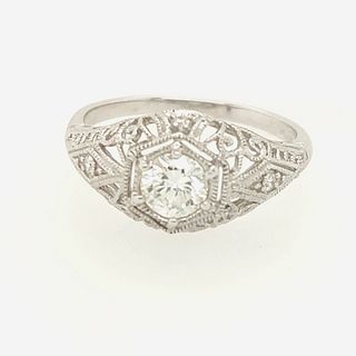 Edwardian Style 14k White Gold .47ct Diamond Ring