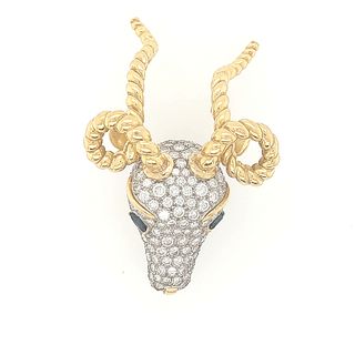 18K/Platinum Diamond Antelope Brooch