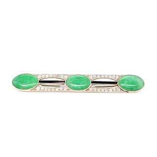 Art Deco Jade Diamond and Onyx Bar Pin