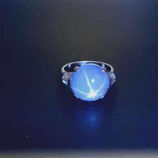 Platinum Star Sapphire Ring 