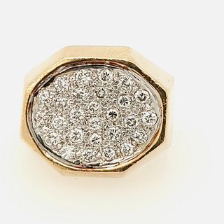 14K Yellow Gold Cluster Diamond Ring