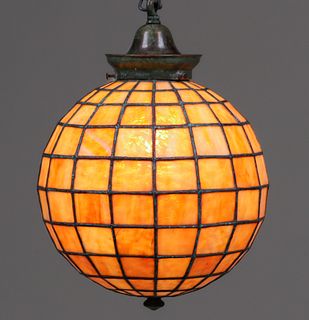 Handel Leaded Glass Spherical Hanging Ball c1910s