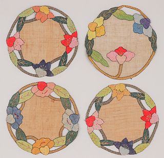 Set of 4 Arts & Crafts Embroidered Linens