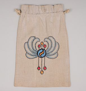 Arts & Crafts Embroidered Laundry Bag c1910s