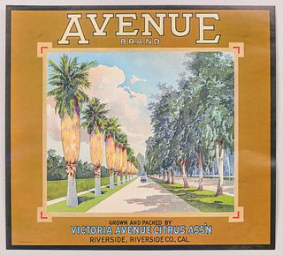 Original California Fruit Label "Avenue Brand" c1920s