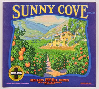 Original California Fruit Label "Sunny Cove" c1920s