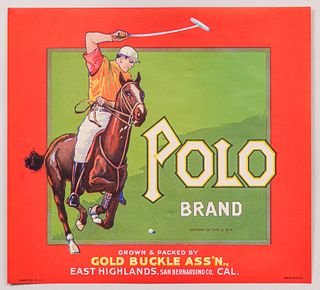 Original California Fruit Label "Polo Brand" c1920s