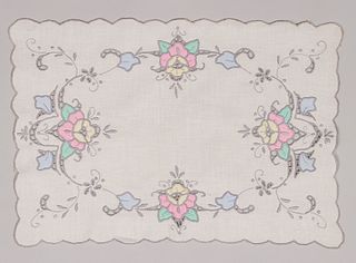 4 Arts & Crafts Embroidered Place Mats c1910s