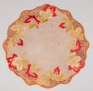 Arts & Crafts Maple Leaf Embroidered Linen c1910s