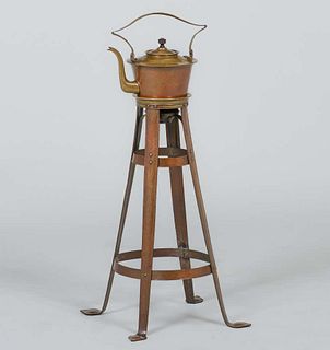 Guild of Handicraft Hammered Brass Standing Tea Kettle