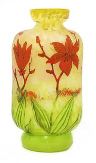 A Daum enamelled glass vase,