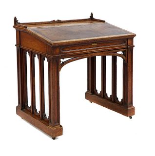 A Gothic Revival oak desk,
