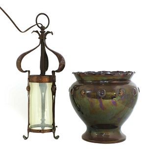 An Arts and Crafts copper hall lantern,