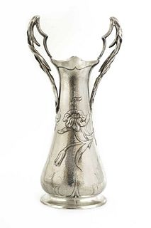 An Arts and Crafts silver twin-handled vase,