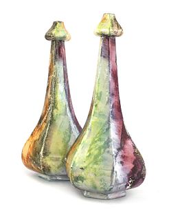 A pair of Arabia Finland 'Loistomarmori' lustre vases,