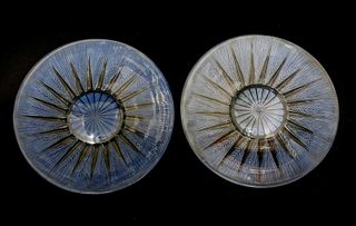 A pair of Lalique 'Epis No. 3' blue stained glass plates,