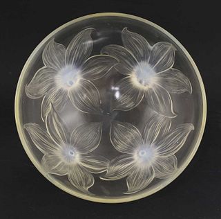 A Lalique 'Lys' opalescent glass bowl,