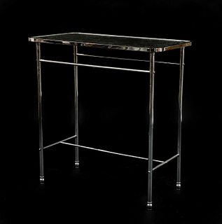 An Art Deco-style chrome mirrored console table,