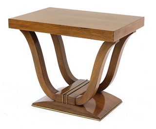 An Art Deco walnut low console table,