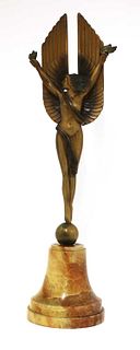 An Art Deco cold-painted spelter figure of a lady,