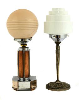 Two Art Deco chrome table lamps,