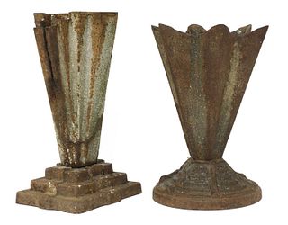 Two cast iron Art Deco vases,
