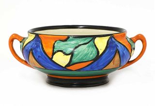 A Clarice Cliff 'Double V' twin-handled bowl,