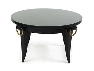 A French ebonised Empire-style coffee table,