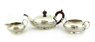 An Art Deco silver three-piece tea set,