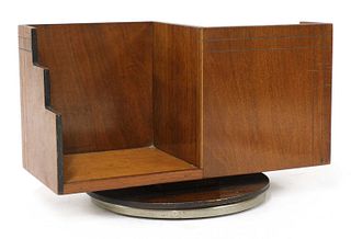 An Art Deco walnut revolving desk bookstand,