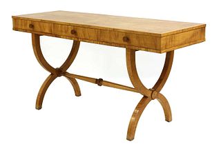 An Art Deco sycamore writing table,